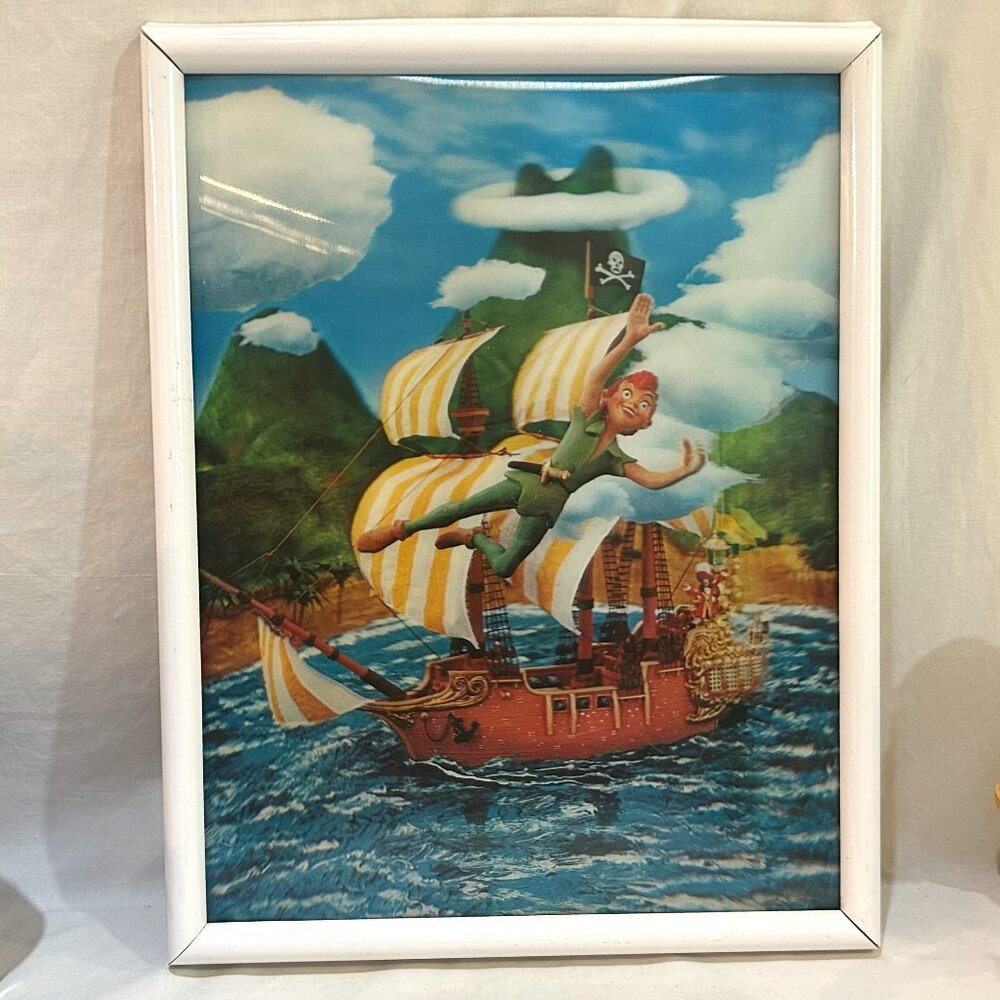 VTG Peter Pan 3D Lenticular Framed 15" x 11.5" Used Condition